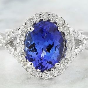 3.23 Carat Tanzanite 14K White Gold Diamond Ring